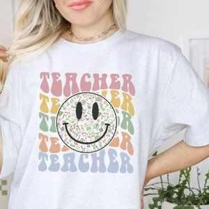 Retro Teacher Graphic T-shirt - White